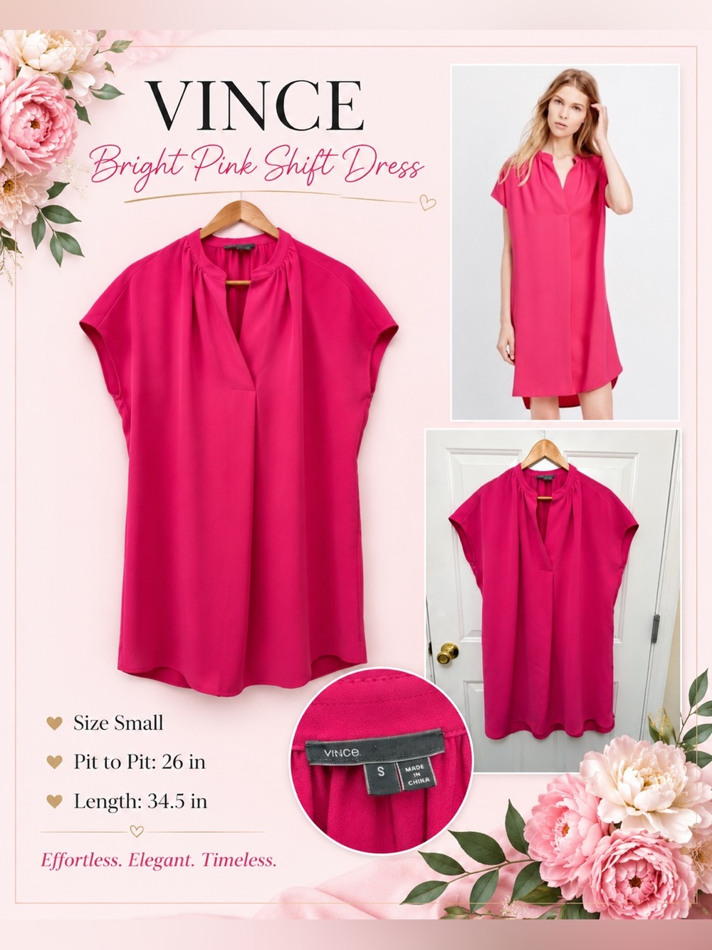 Vince shift dress pit to pit 26 inches length 34.5 inches
